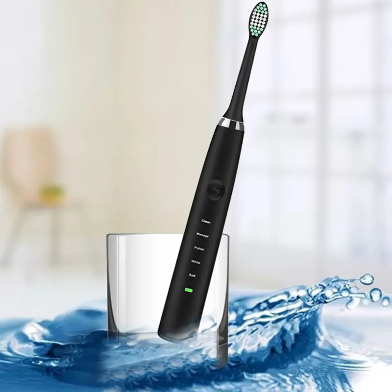 USB перезаряжаемая электрическая зубная щетка, звуковая вибрационная электрическая зубная щетка, IPX7 Водонепроницаемая электрическая toothbrush-EDS7000