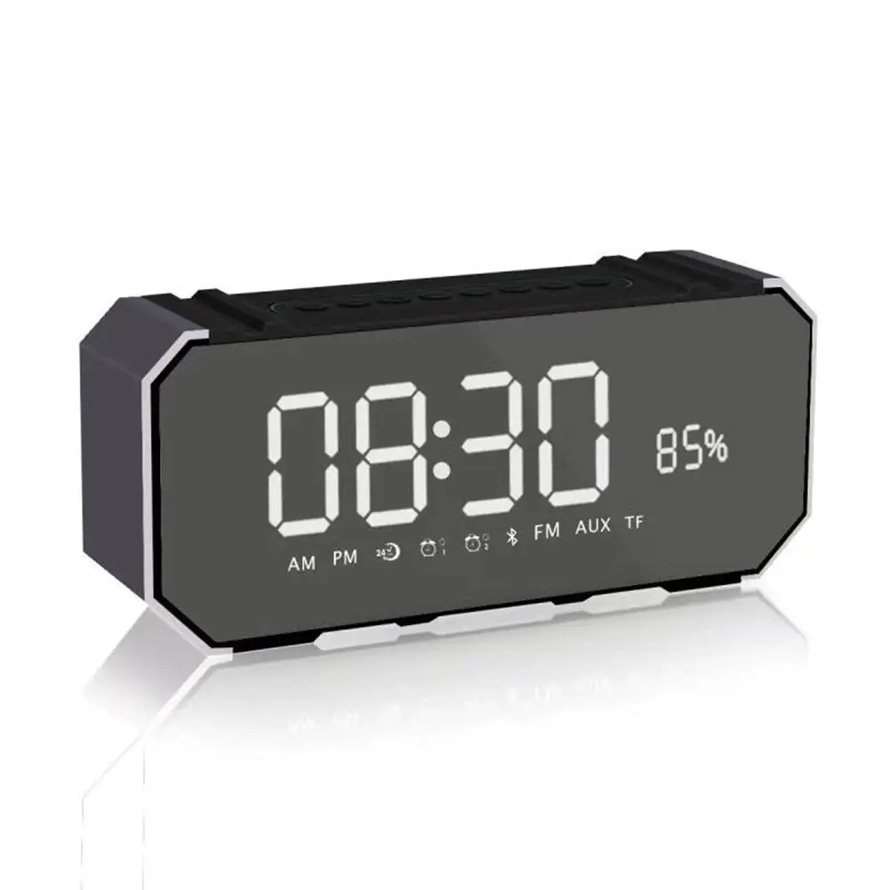 

Wireless Bluetooth Speaker LED Clock Mirror Alarm Clock Bass Portable Small Light High Sound Quality Radio Waterproof Non-slip