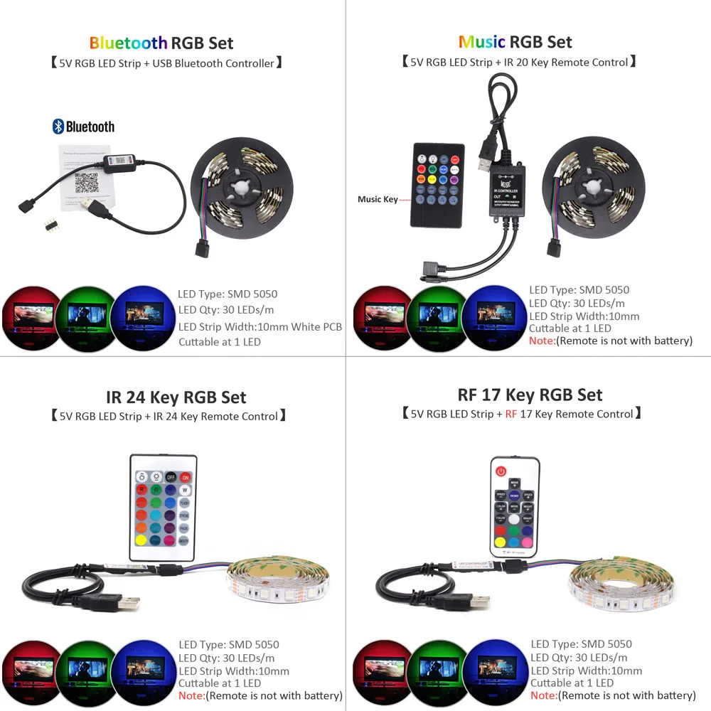 Светодиодная полоса USB 5V TV Ambilight лента RGB Bluetooth выключатель света