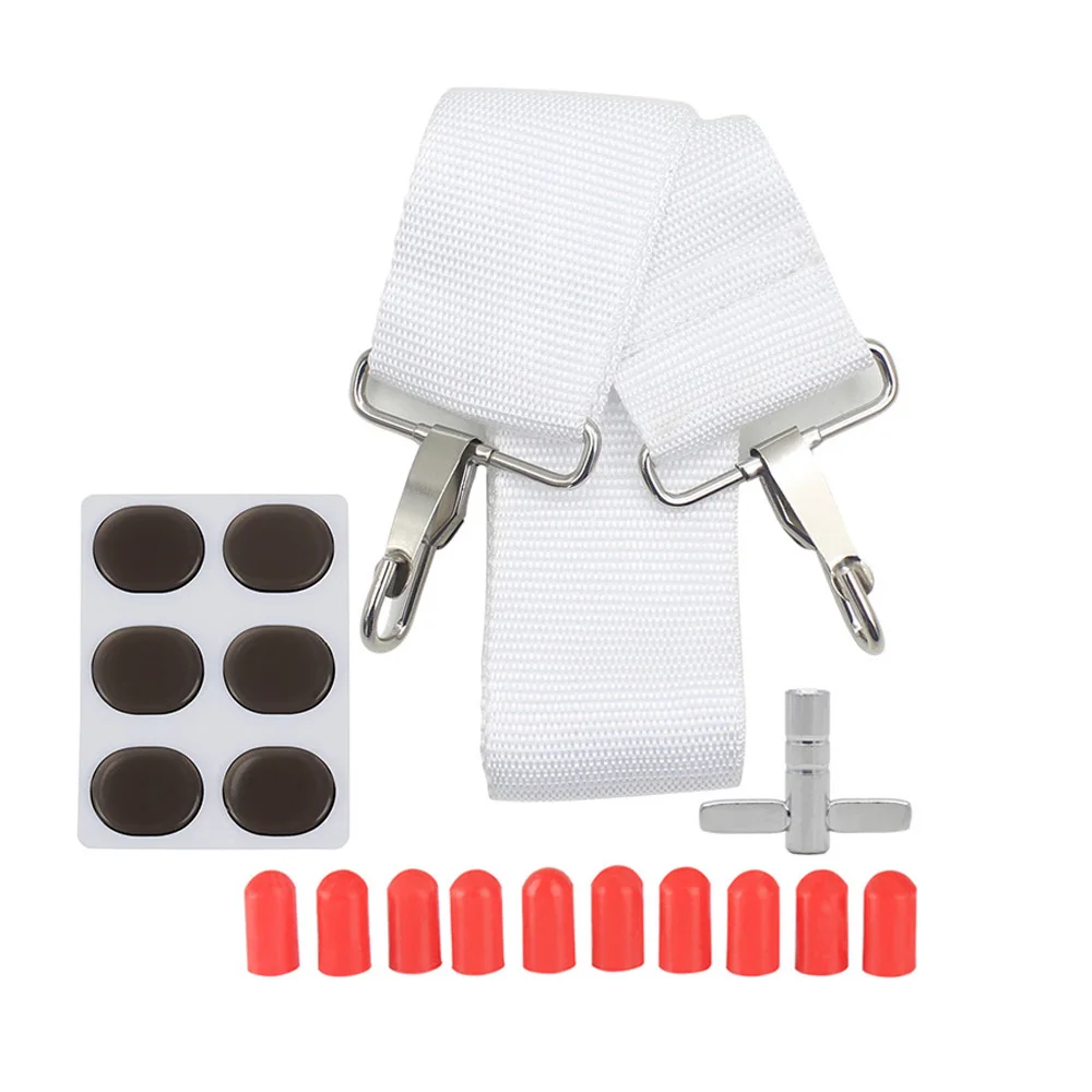 Snare Drum Accessories Kit with Drum Strap + 10pcs Drumstick Silicon Tips + 6pcs Drum Damper Gel