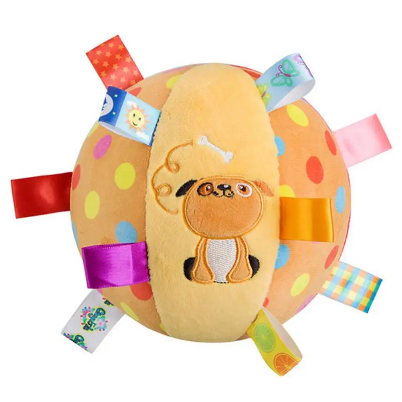 Beli Warna warni Lembut Bola Mainan Tangan Bell Rattle Mengembangkan Mainan Sentuh Gigitan Tertangkap Tangan Oball Bola untuk Bayi Belajar Menggenggam Anak hadiah