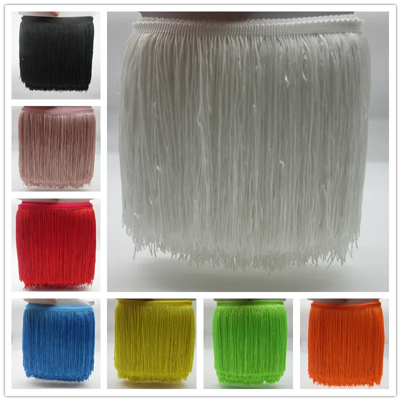 

YY-tesco 10Meter/lot 20cm Wide Lace Fringe Trim Tassel Fringe Trimming For DIY Latin Dress Stage Clothes Accessories Lace Ribbon