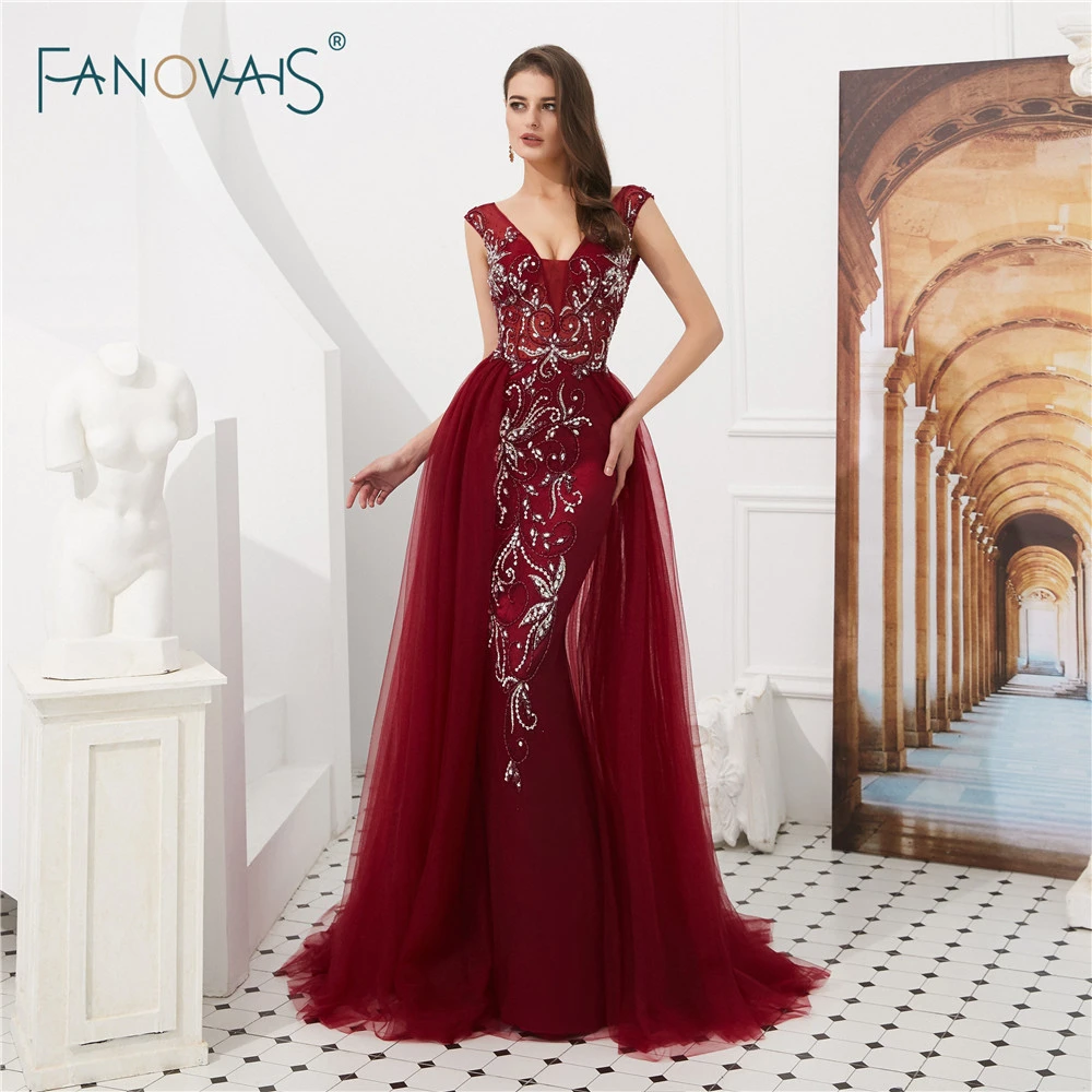 burgundy evening dresses