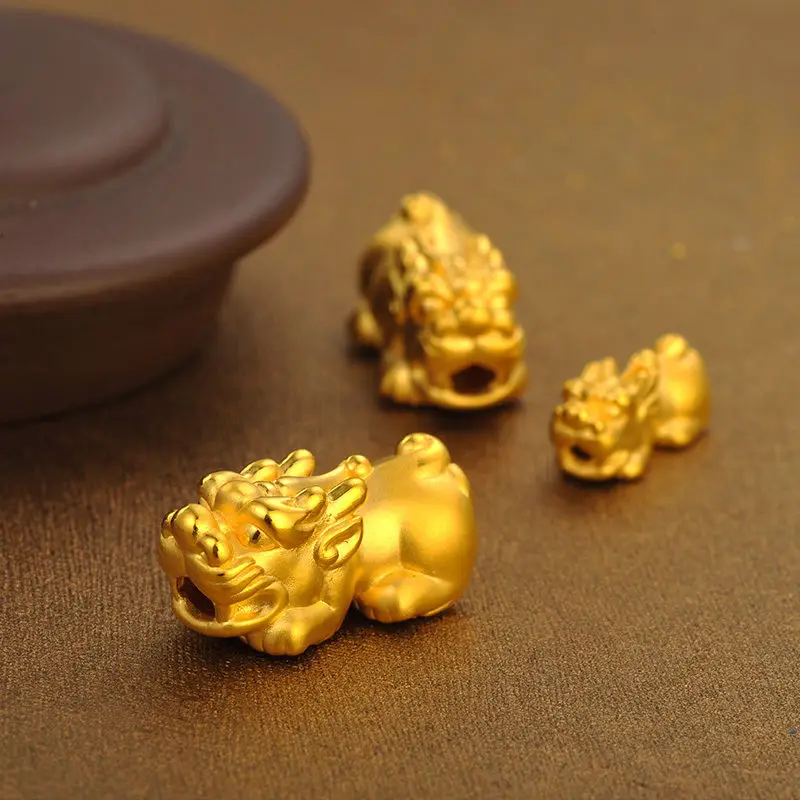 

New Blessing 24K Yellow Gold Pixiu Bead / 3D Craft, Can for pendant or bracelet (Only 1PCS)