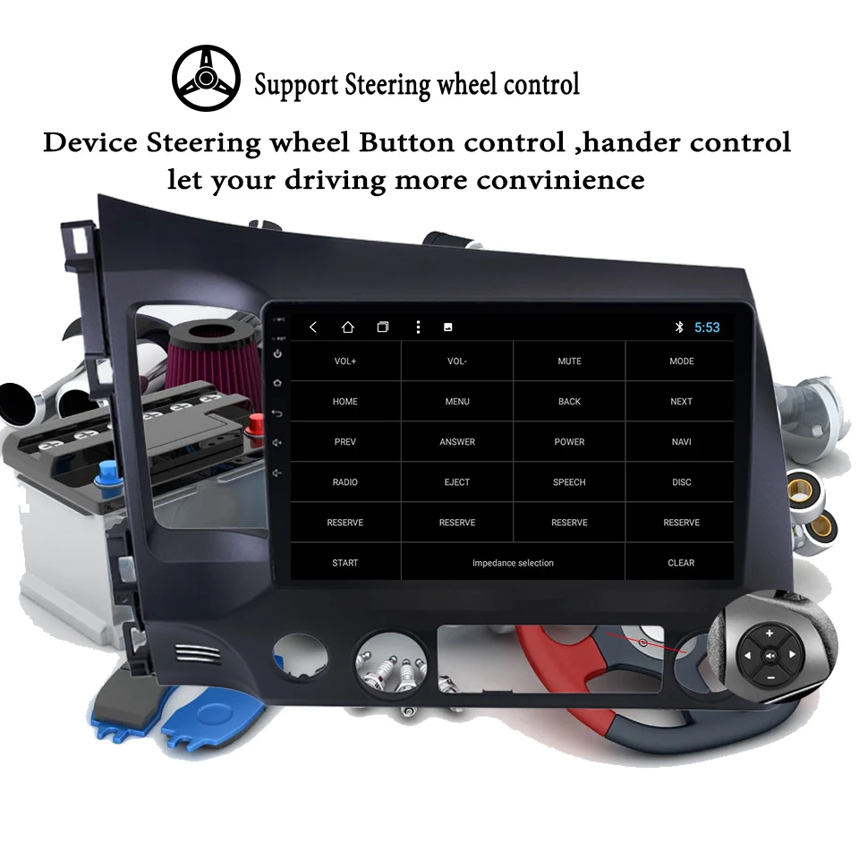 Perfect 2Din Android 9.1 10.1" Car Radio Stereo For Honda Civic 2006 2007 2008 2009 2010 2011 GPS Navigation Multimedia Audio Player 5