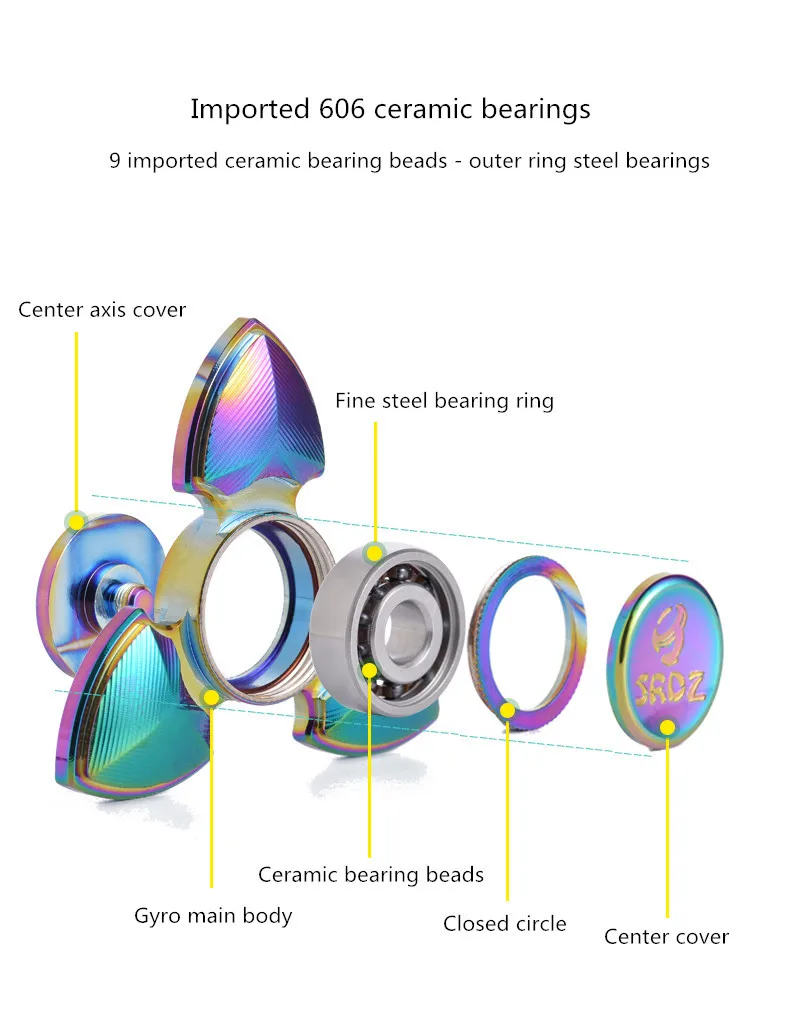 Трехлистный красочный красивый ручной Спиннер Edc Tri-Spinner из чистой латуни, антистрессовый Спиннер для детей и взрослых, фокусные игрушки