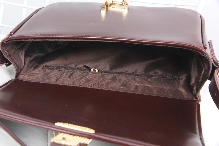 Femminile borgogna New Lusso Dell'unità Di Delle Borsa Spalla Ol Brown Flap Metallo Vintage Stile Cuoio Elaborazione Crossbody Elegante Bag il Marca Affari Blocco Donne Disegno Nero WCq4WzZR5