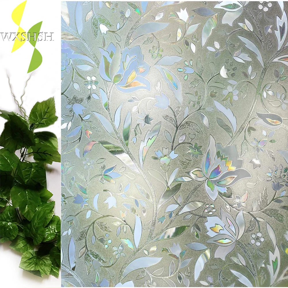 

Tulip Decorative Window Film,No Glue Frosted Privacy stickers,Stained Glass Door Foil,Static Cling/Vinyl/Heat Control/Anti UV