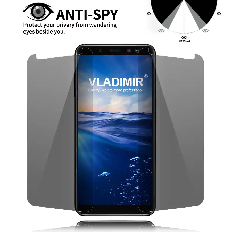 Владимир анти шпион надежное закаленное стекло для Samsung Galaxy A8 плюс 2018 A3 A5 A7 2017 Анти