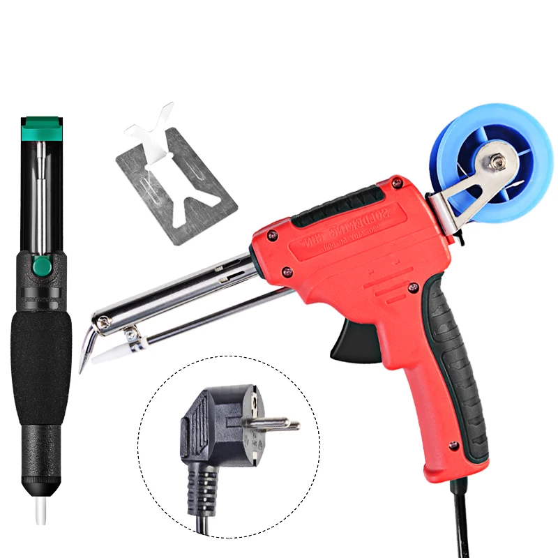 

220V 60W Eu Soldering Iron Electric Automatic Feeding Tin Tool Rework Station Suction Tin Pump Solder Wire Welding Tool sets