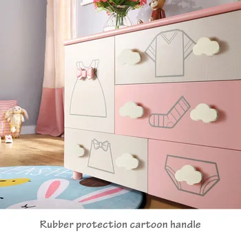 Children Rubber Door Handles Cute Pink Heart Star Moon Cloud Kitchen Cabinet Knobs And Handles Furniture Handle Drawer Pulls