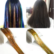Женские блестки для волос с петлей, перьевые волосы для наращивания, 100 см, синтетические новые модные блестящие волосы, 20 шт./лот