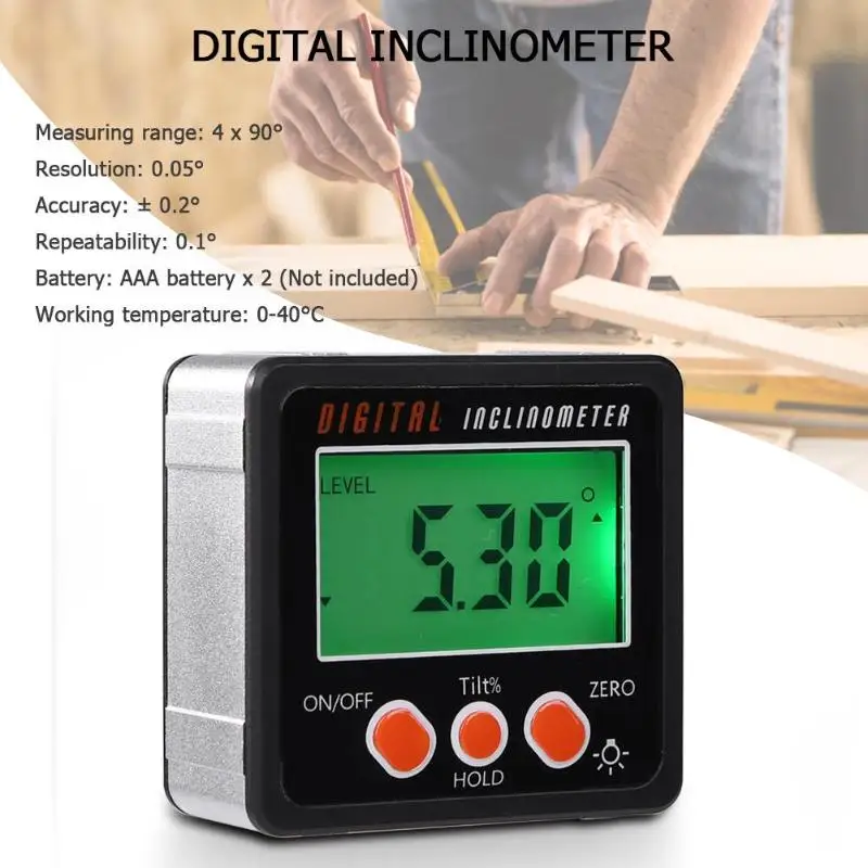 High Precision Digital Protractor Inclinometer Waterproof Level Angle Finder Measure Bevel Box
