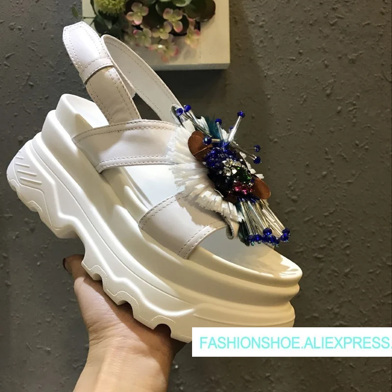 

2019 Hot Summer Woman Sandals Boho Chic Platform Flats Ankle Strap Sandals Leather Designer Woman Flat Gladiator Sandals S