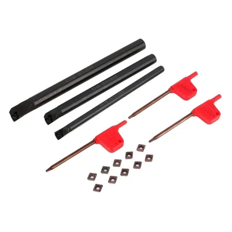 

3pcs SCLCR06 Turning Tool Lathe Boring Bar Holder+10pcs CCMT0602 Inserts