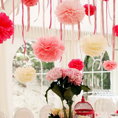 3PCS 6/8/10inch Multi Colors Tissue Paper Pom Poms Handmade Flower Ball Pompom Home Kids Birthday&ampWedding Car Decoration | Дом и сад