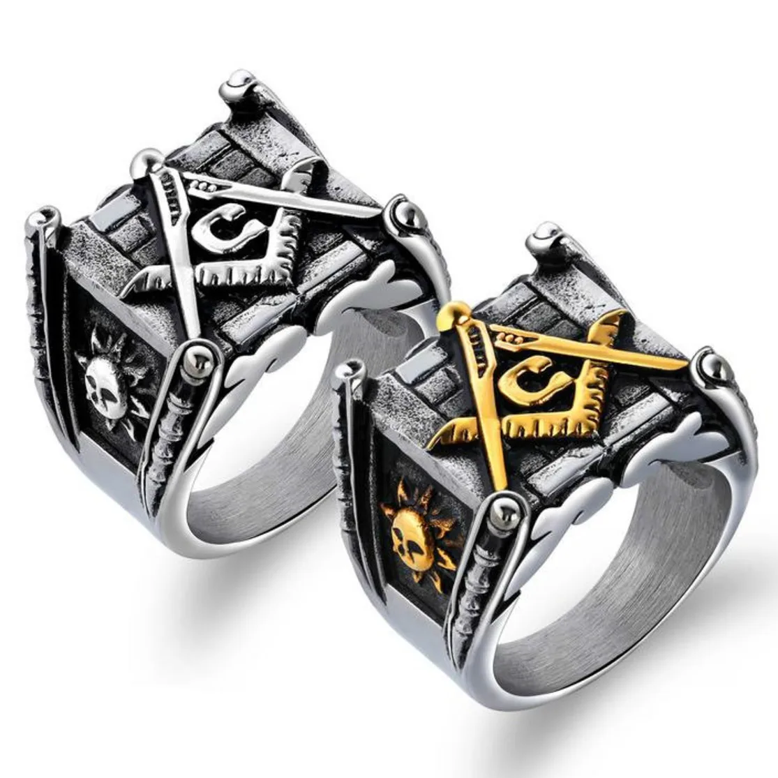 

Masonic Male Ring Mens Stainless Steel Skull Rings For Men Anillos Bague Homme Anel Masculino Joyeria De Acero Inoxidable