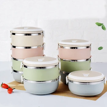 

4 Layers Nordic Style Storage Box Removable Stainless Steel Lunch Box Fresh Food Containers Portable Handheld Kitchen Organizers