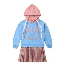 Новые поступления для малышей Детская одежда для девочек с длинным рукавом Вечерние Плиссированные платье трапециевидной формы осень весеннее платье