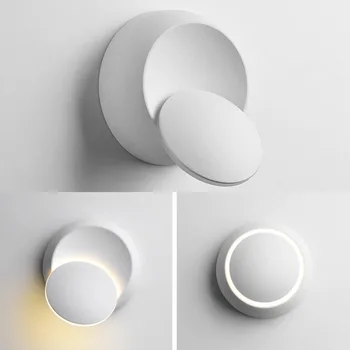 

LED Wall Lamp 360 Degree Rotation Adjustable Bedside Light White Black Creative Wall Lamp Black Modern Aisle Round Lamp