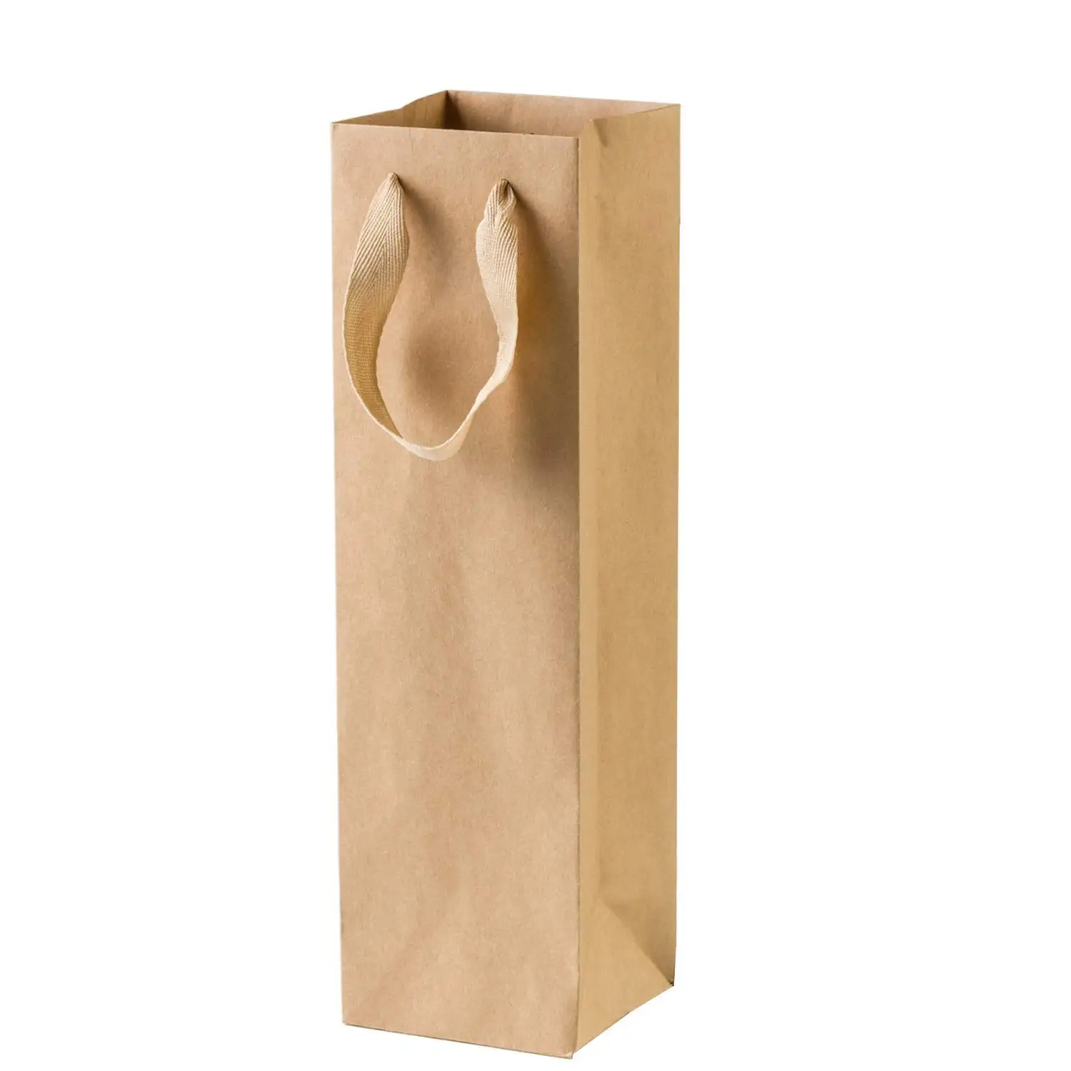 

12 Pack Solid Brown Kraft Paper Bags with Sturdy Rope - 4inch x 4inch x 13.8inch - Ideal for Wine,Gifts, Retails, Shopping, Me