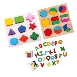 3 компл. деревянный геометрический Алфавит Конструкторы 3D головоломки цвет изучение форм фигур для раннего развития игрушечные лошадки