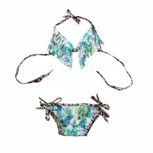 Лето новорожденных для маленьких девочек Leopard набор бикини кисточки купальники пляжная одежда ванный комплект 2 шт