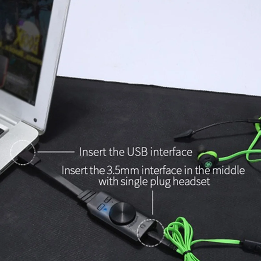 GS3 конвертер аудио Виртуальная 7,1 канал Звуковая карта адаптер 3,5 мм гарнитура Внешний USB черный стерео для ПК настольный ноутбук#0109