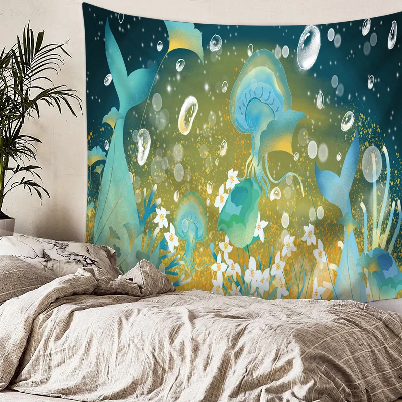 Dream Jellyfish гобелен настенный подвесной платок богемное украшение полиэфирное