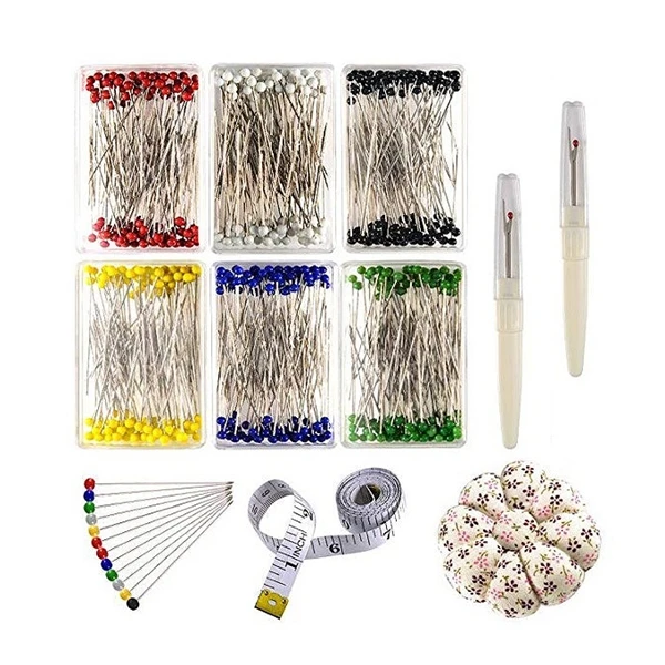 

Sewing Set 600 Pieces Sewing Pins Multicolor Glass Ball Head Pins With Sewing Seam Ripper Pin Cushion And Soft Tape Measure Fo