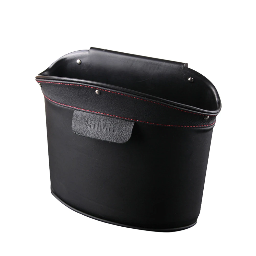 Car Garbage Trash Can Classic Leather Waste Basket Rubbish Storage Bin