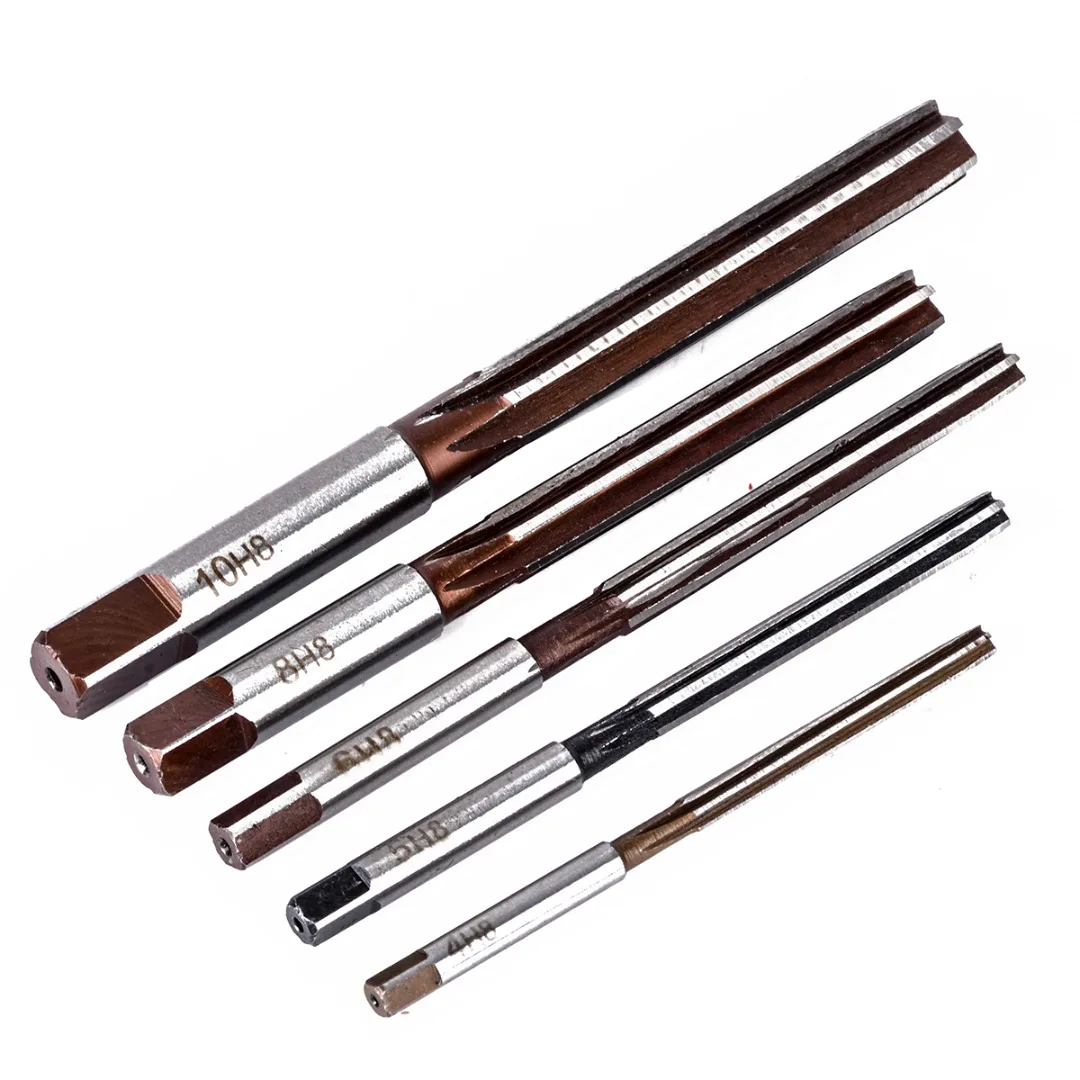 5pcs H8 Chucking Straight Shank Hand Reamers Set 6 Flutes 4mm/5mm/6mm