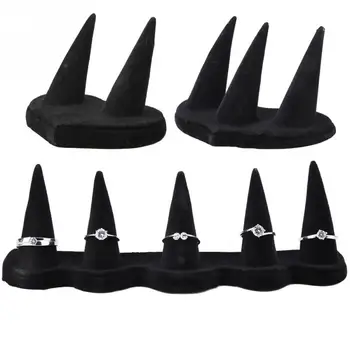 

Fashion Finger Black Soft Velet 2/3/5 Finger Display Ring Holder Showcase Stand Jewelry Rings Organizer New