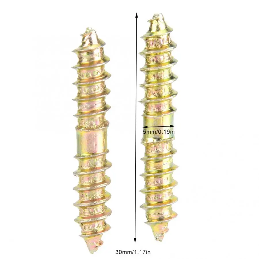 Цинковые винты для настройки 20 шт 5*30 мм Дюбель Винт обработанная мебель соединитель двухсторонний винт железа саморезы