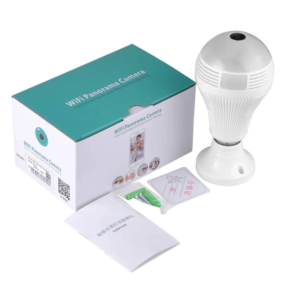 

New 360 Degree Bulb Camera Security Mini Wireless Lamp Wifi Cameras Fisheye Panoramic Bulb Hd 960p Wifi Network Remote Monitor