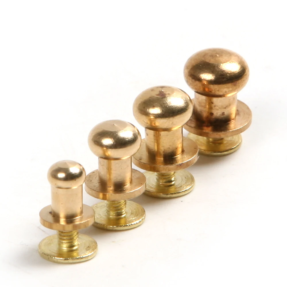 1pcs 5/7/8/9mm Stud Screw Round Head Solid Brass Nail Leather Screw