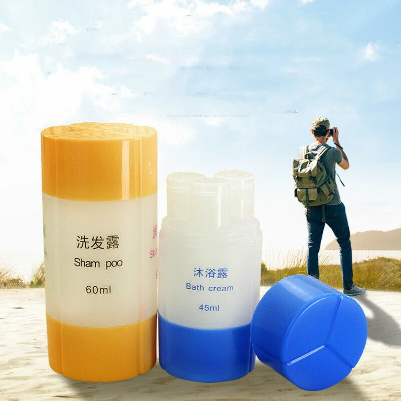 

Travel 3 in1 Empty Bottle Bottling Set Portable Shampoo Shower Gel Storage Wash Bag Creative Sub-bottle Cute Organization New