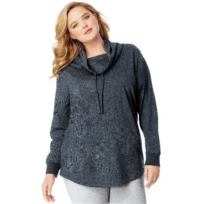 Просто мой Размеры OJ326 JMS французский Терри Cowl Neck Tunic топ темно синий Хизер 4XL| |