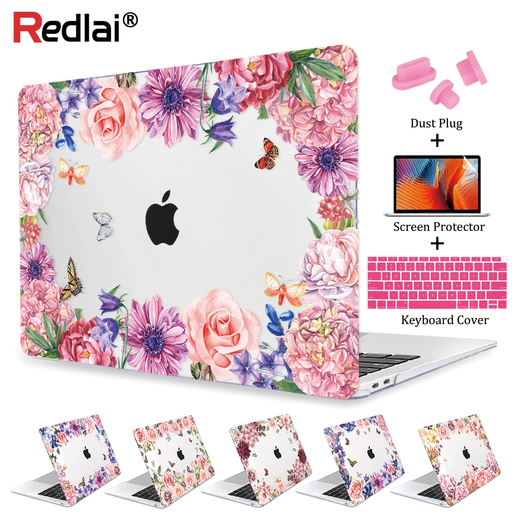 Redlai Laptop Case for Apple MacBook Air Pro Retina 11 12 13 15inch with Touch bar Cover Shell + Keyboard Cover Screen Protector