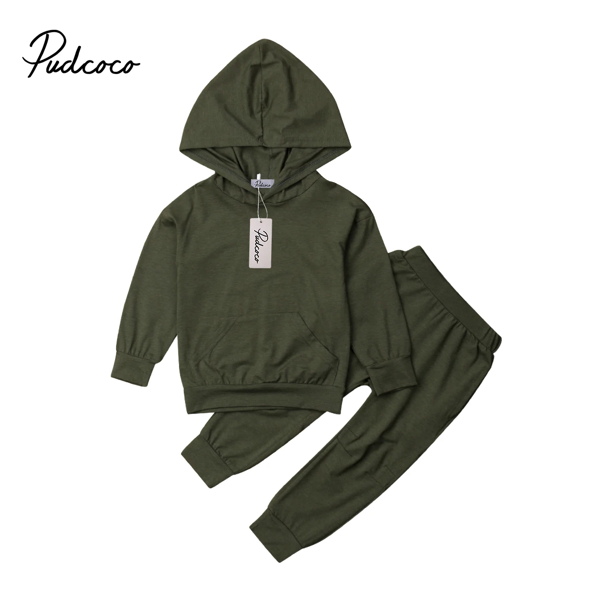 

ArmyGreen Baby Girls Boy Hooded T Shirt Sweatshirt Tops Casual Pants Outfits Clothes Set for Children Cloth Kid Toddler Clothing