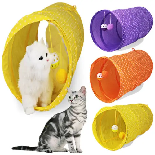 Новинка, складной туннель для питомца, котенка, игрушка, висящий Мягкий шар, кролик, играющая трубка, игрушка для питомца, кошки, туннель
