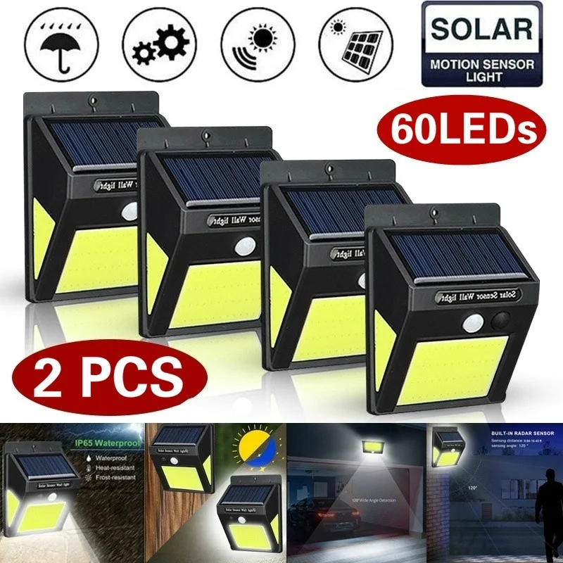 

1/2Pcs Waterproof 48 COB LEDs Solar Power Light Human Infrared PIR Motion Sensor Wall Lamp Outdoor Security Night Light Lamp
