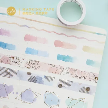 

BZNVN Bronzing geometry Watert12 letters Cute Masking Decoration w33 Stikcer Washi Tape