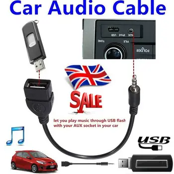 

for Car Adapter Cable 3.5mm Male Audio AUX Jack to USB 2.0 Type A Female OTG Tec