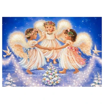 

DIY 5D Diamond Painting Happy Angels Cross Stitch Kit for Kids Bedroom Wall Decor