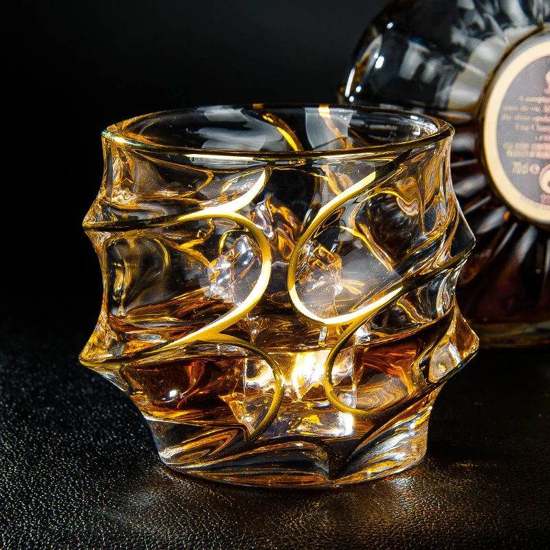 

Top Grade Trace Gold Crystal Glass Wine Glass Whisky Cup for Bar Home Christmas Gift Wedding Gifts