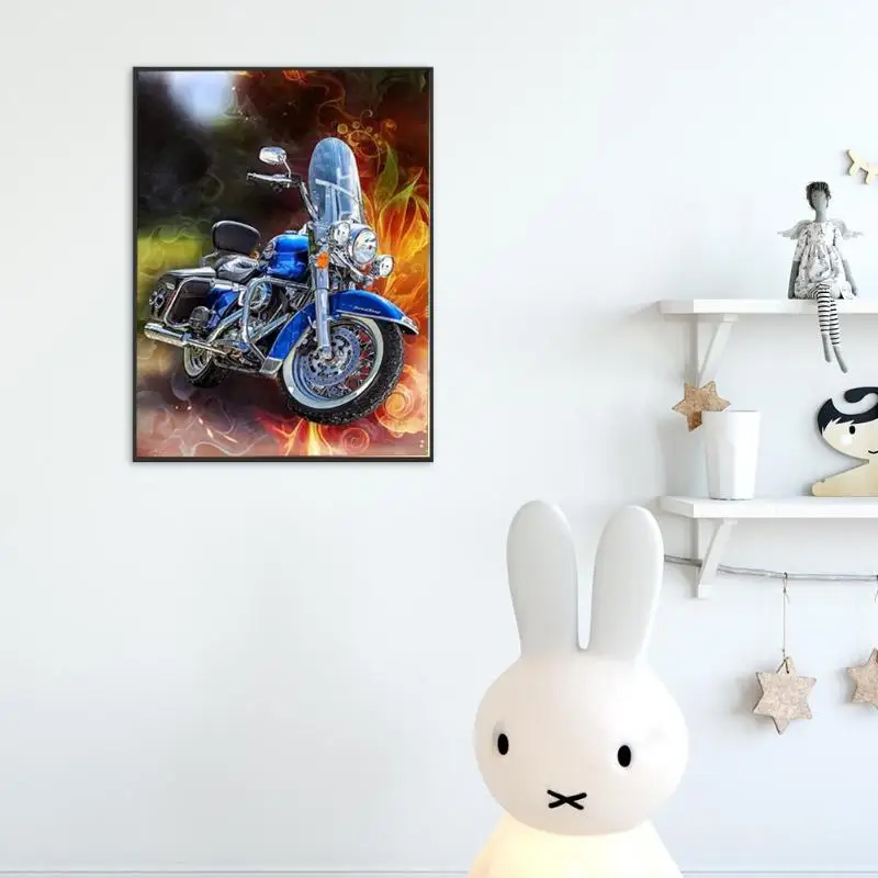 

2019 New 5D DIY Creative Full Resin Round Flat Drill Diamond Painting Motorcycle Cross Stitch Embroidery Kit For Home Decoration