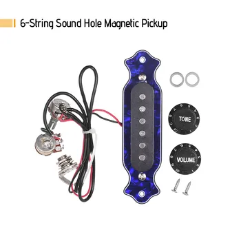 

Acoustic Guitar Pickup 6-String Guitarra Sound Hole Magnetic Pickup with Tone Volume Controller White/Blue Pearl Shell