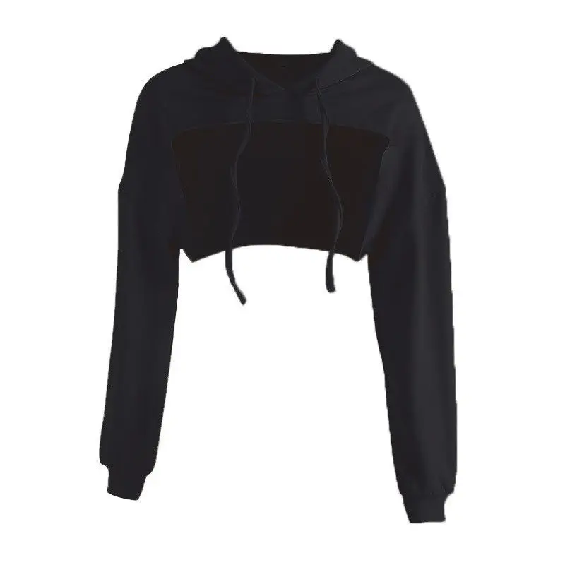 

Womens Sexy Cut Front Hoodie Autumn Winter Crop Tops Blouse Sweatshirt Pullover