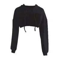 Женские пикантные спереди Толстовка осень-зима укороченный Блузка пуловер